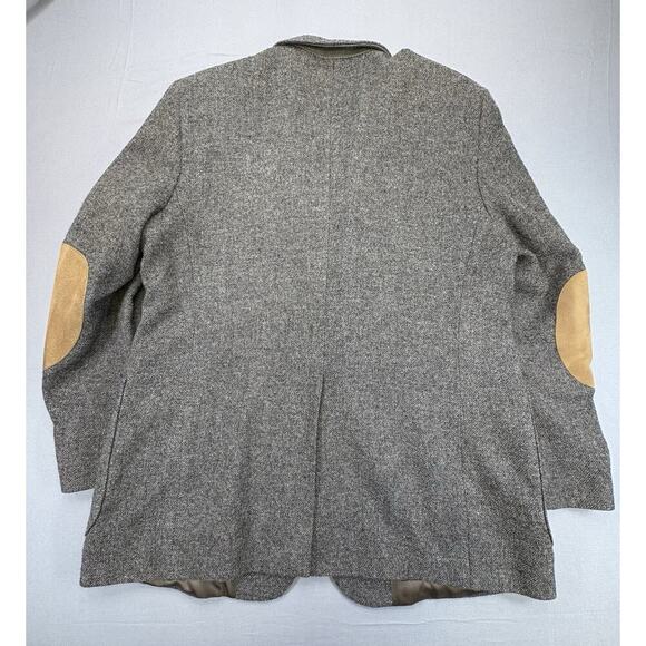 Imperial By Haggar Brown 100% Pure Wool Elbow Patch Two Button Blazer Jacket 46 - Picture 3 of 12